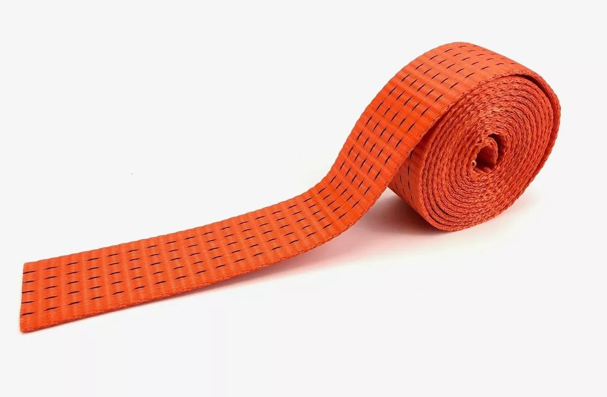 50mm Orange 6 tonne Polyester Heavy Duty Webbing x 15 Metres Ratchet Strap Web