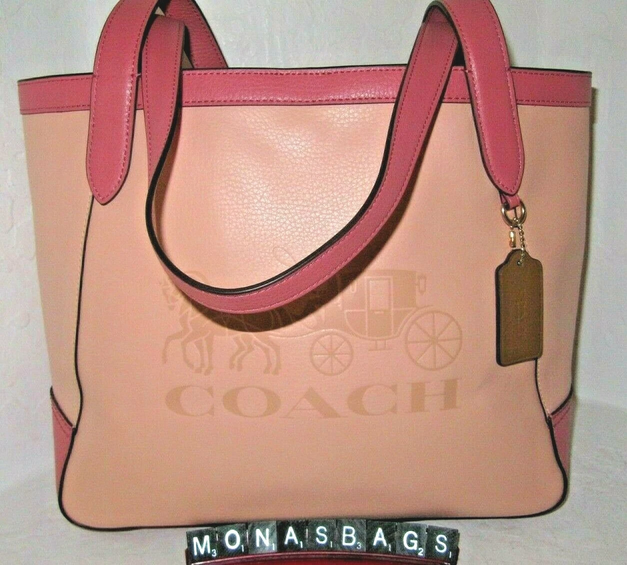 Borsa Coach C5676 nuova sbiadita blush multi pelle cavallo e carrozza nuova con etichetta