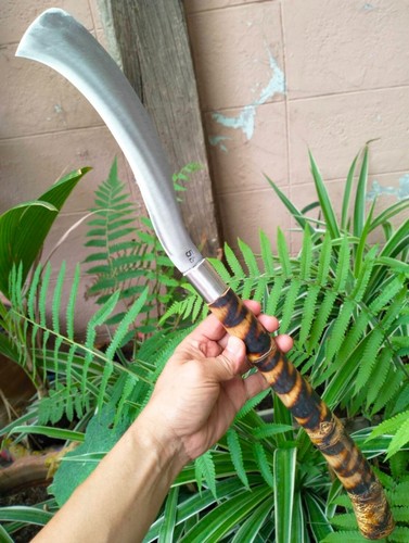 Handmade Thai-Machete Camping Garden knife 9.9” forged, Bamboo included trunk