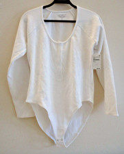 Good American GB0225 Women's Sz 4 XL White The Feel Good Henley Bodysuit 95