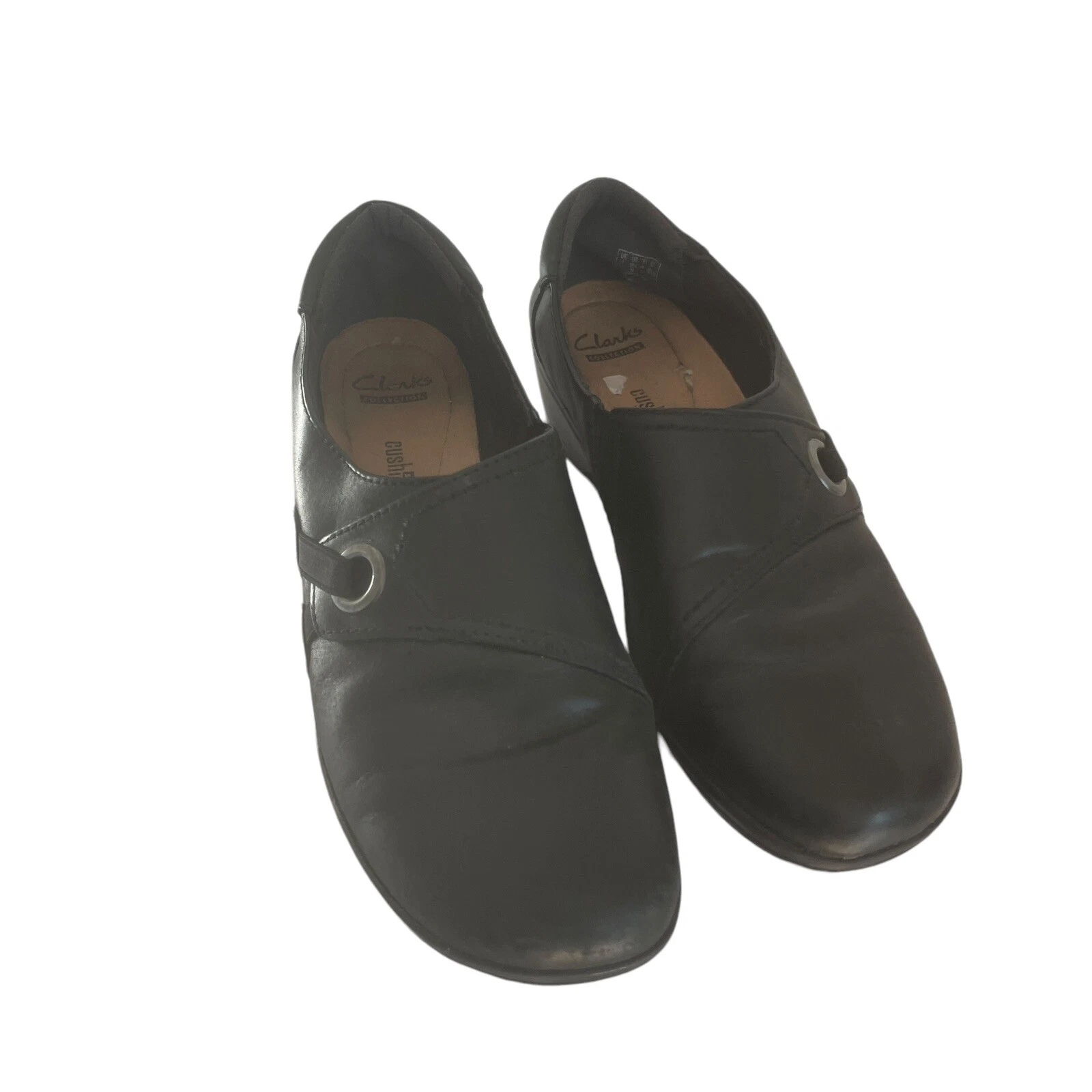 Scarpe Clarks Collection donna 9 5 mocassini slip on in pelle nera ammortizzati comodi