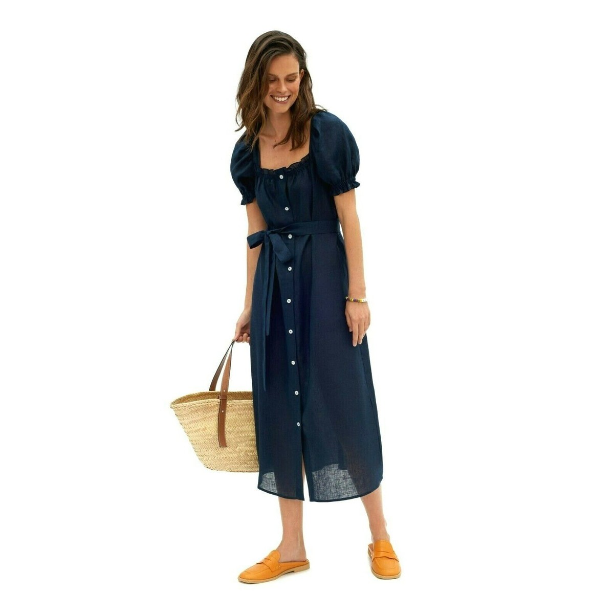brown dish dress The Desirae Smocked Midi in S Maxi length Sizing rbfp2_3.0_1 Style:Style B Men's Shoes Steve Madden