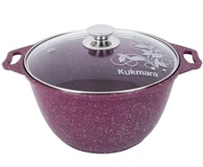 3.2 qt Kukmara Non-Stick Cooking Pot Heavy-Duty Stockpot with Glass Lid, Purple