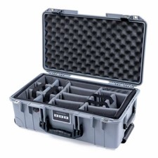 Silver  Black Pelican 1535 Air case. With Grey CVPKG padded dividers.