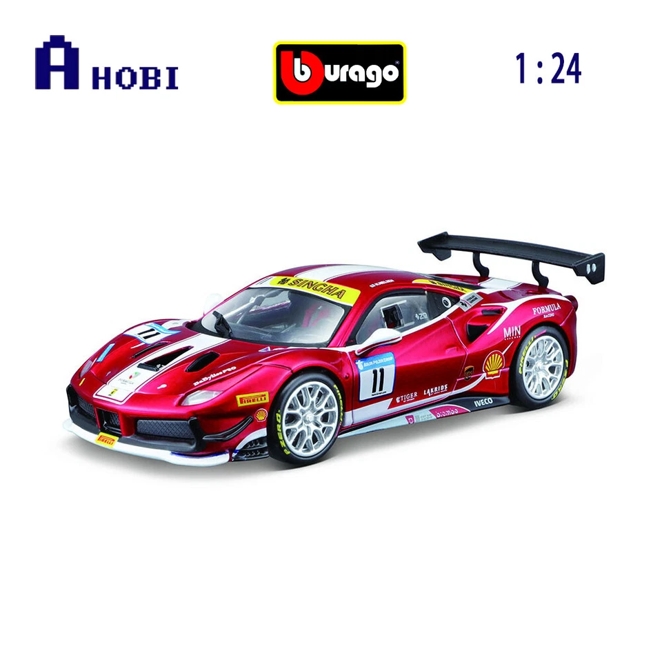 Bburago 1:24 Scale Ferrari Racing 488 Challenge #11 Diecast Replica Model Car