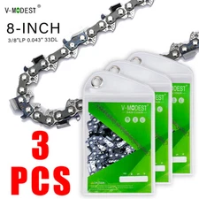 3PCS 8inch Pole Saw Chain Fit Worx WG349/RYOBI/MAKITA/MILWAUKEE 3/8"LP 33DL 043"