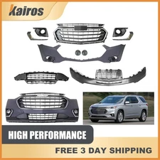 Fits 2018-2021 Chevy Traverse New Complete Black Front Bumper Grille Set