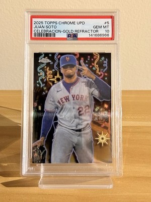 2025 Topps Chrome Update Juan Soto Celebracion SP Gold /50 New York Mets PSA 10