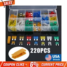 220Pcs Car Fuses Assortment Kit ATM APM Blade Fuses Automotive Standard & Awxcbe