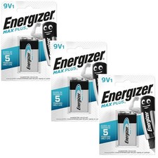 3x Energizer Max Plus 9V Block Square Battery Longest Lasting Alkaline 9V Alarm