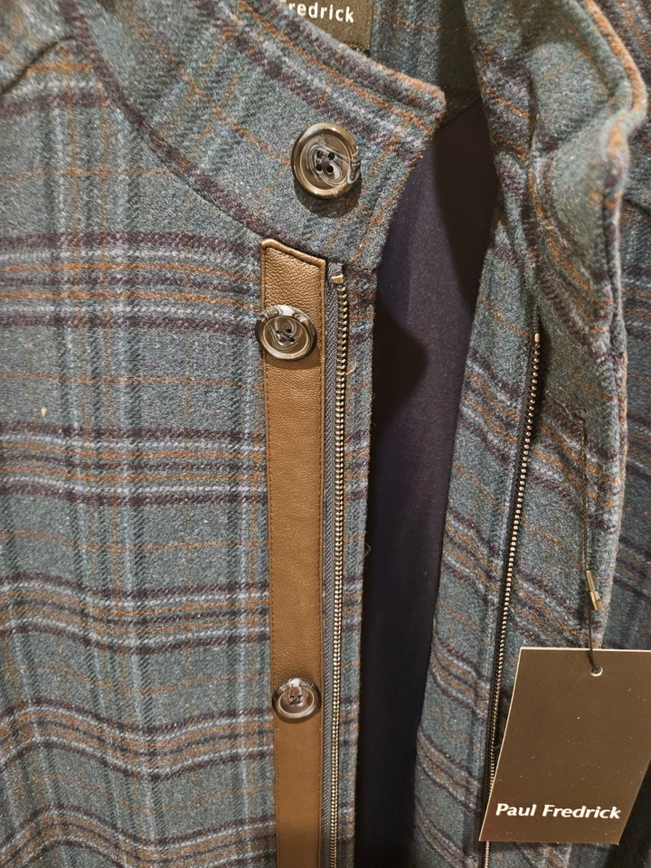 Paul Frederick Wool Blend Teal Plaid Car Coat – 3XL Tall NEW w/tags Free Ship - Image 3 of 4