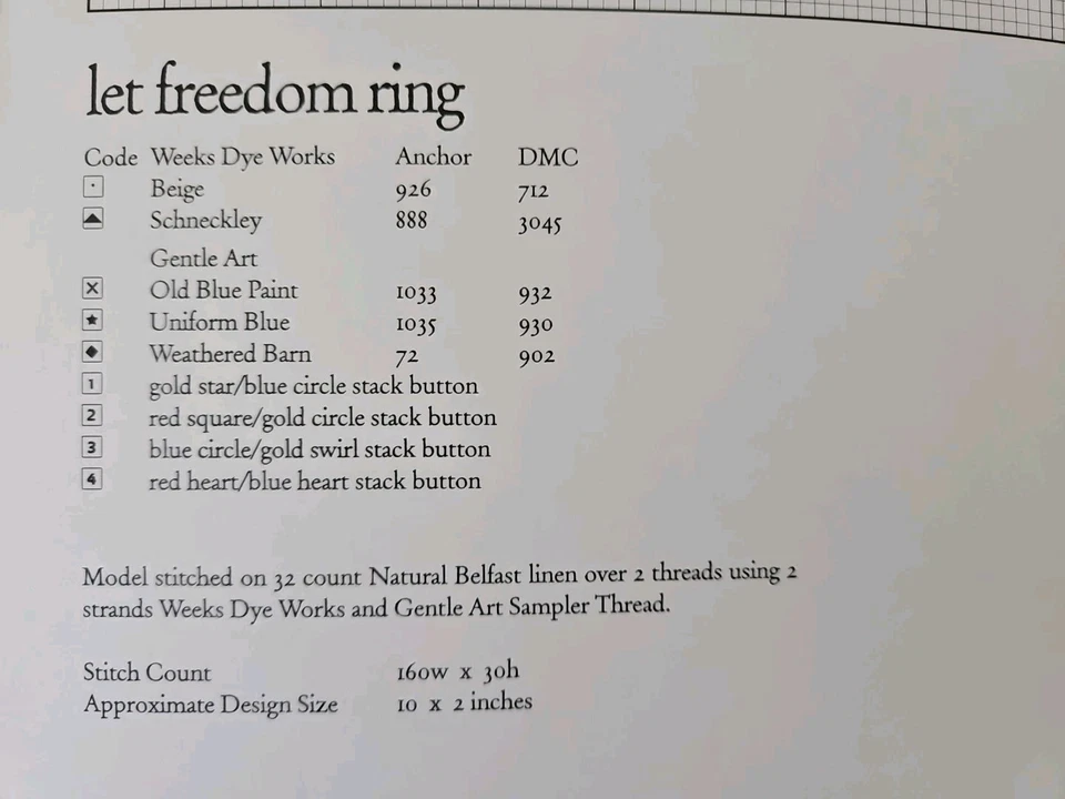 Heart in Hand LET FREEDOM RING Counted Cross Stitch Pattern by Cecilia Turner  - Image 4 of 4