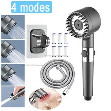 4 Mode Shower Head High Pressure Filter Massage Bathroom Handheld UK