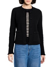 Nic Zoe Petite Fringe Mix Femme Knit Linen-Blend Jacket Women's Ps