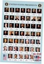 US Presidents Poster For Classroom Updated 2026 18"L x 12"W Paper Multicolor