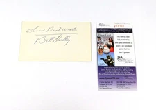 Bill Dudley Signed 3 x 5 Index Card JSA Auto