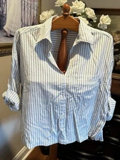 Max Studio London Women’s Cropped Shirt Blouse Top Sz L