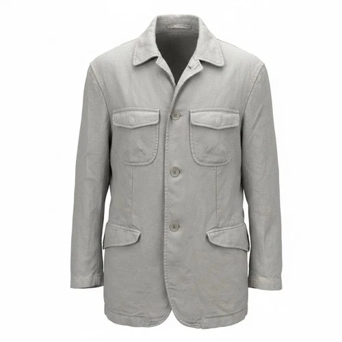 Aspesi Field Jacket Men’s Medium Beige 100% Linen Safari Chore Jacket Italy - product listing photo