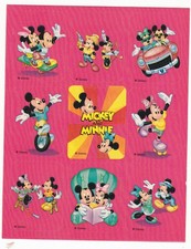 Vintage 1980's Mickey and Minnie Mouse Sticker Sheet Pink 9 Different Poses