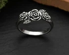 Vtg Nina Designs 925 Sterling Silver Triple Rose Flower Statement Ring Size 9