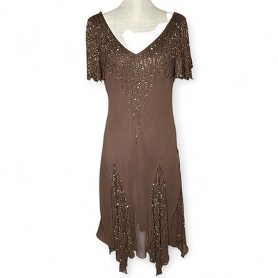 j kara beaded cocktail dress J Kara Beaded Gown & Chiffon Scarf - Black/White
