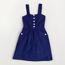 Marc Jacobs Dress 6 A-line Eyelet Floral Lace Blue Sleeveless Button