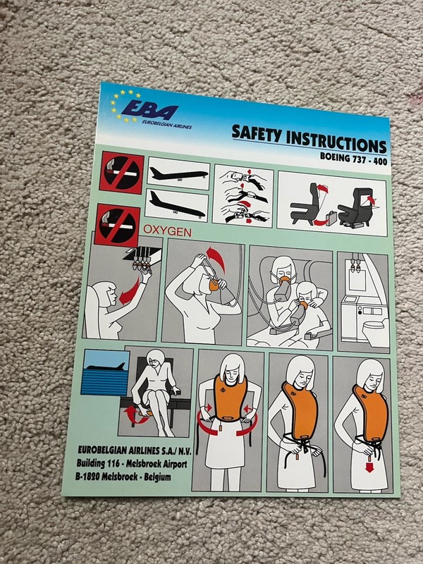 EBA AIRLINES B 737-40 Safety Instruction Card