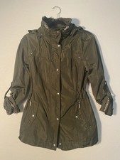 Weatherproof Brand Olive Green Light Rain Coat Windbreaker Adjustable Sz S