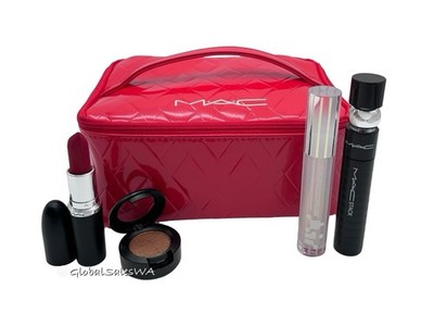 MAC Amber Lights Frost Lipstick 691 Ruby Woo Mascara Lipgloss Bag