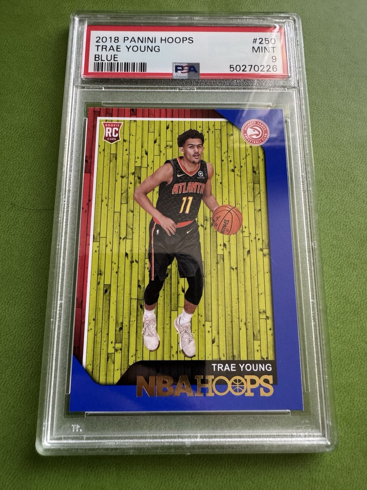 RARE 2018 Panini Hoops Blue Trae Young Rookie RC #250 PSA 9 Mint Atlanta Hawks