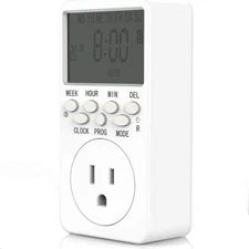 7-Day Programmable Digital Countdown Plug Timer, 110V AC, Energy-Saving, Outlet
