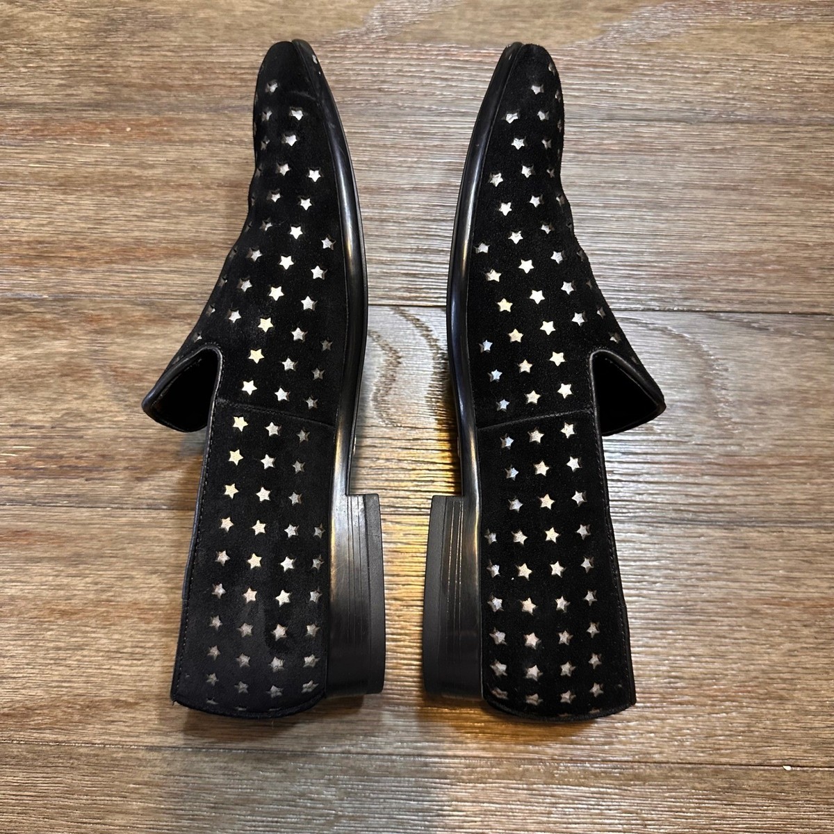 ALDO Mens Black Suede Star Perforated Slip On Loafers Size 8  display picture 1