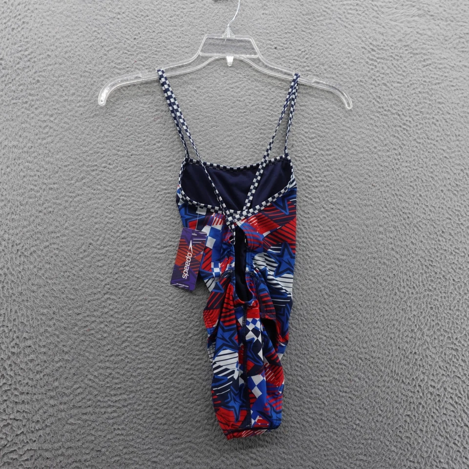 Traje de baño Speedo estampado de tres piezas con espalda talla 30 azul rojo para mujer nuevo con etiquetas Foto 2 de 4