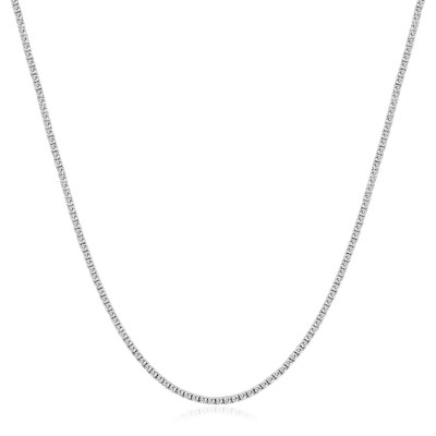 Tennis-Halskette 5 kt TW-Diamant 4 Krappen 14 kt Weißgold 16 Zoll im Labor gezüchtet