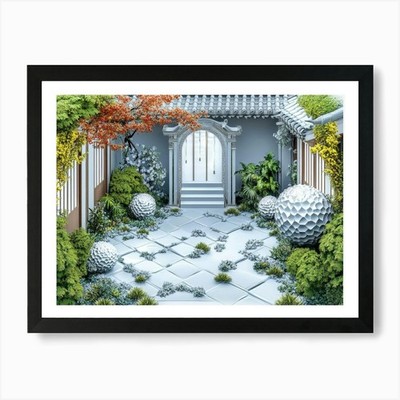 3d Asian Garden Painting Art Print Framed Wall Art Poster Canvas Print Picture