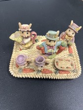 Vintage Resin Easter Bunny Miniature Tea Set Complete 9 Pc