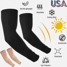 1/2Pair Cooling Arm Sleeves Cover UV Sun Protection Sports Outdoor For Men Women