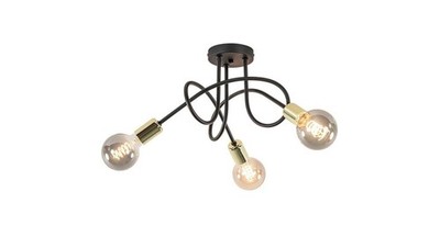 5901087119195 Lampa sufitowa nowoczesna 3xE27 RUMBA BLACK/GOLD KETER LIGHTING
