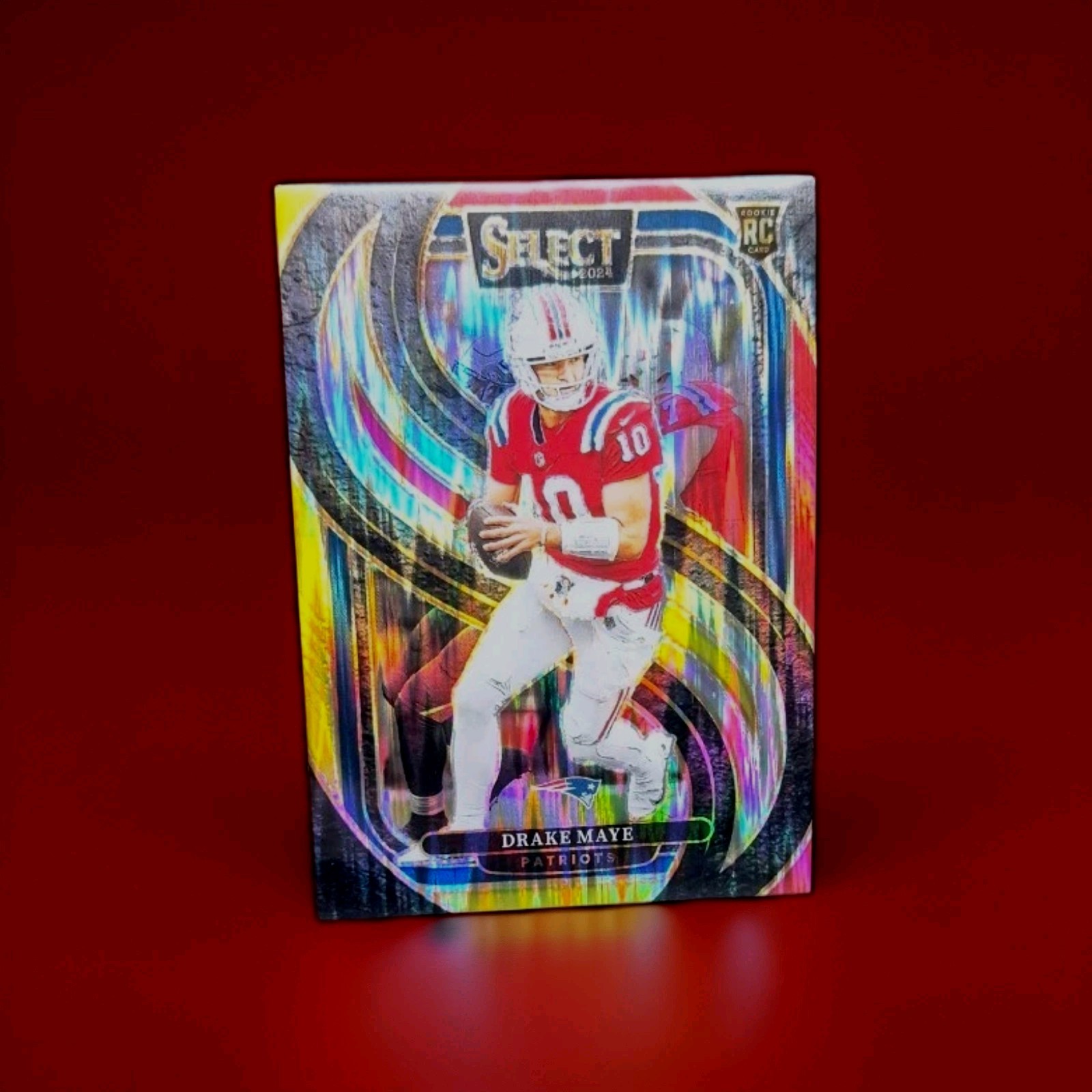 2024 Panini Select - Premier Level Drake Maye #113 Red & Yellow Shock Prizm (RC)