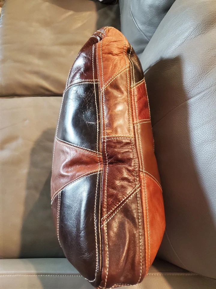 Винтажный MCM телячьей кожи натуральной кожи выстеганная лоскутная подушка наволочка чехол 60-х  - Изображение 2 из 4