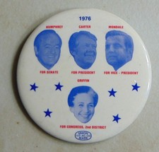 Jimmy Carter 1976 Minnesota Senate campaign pin button political