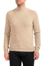 Malo Optimum Men's Light Beige Wool Cashmere Mockneck Pullover Sweater