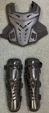 Motorcycle Chest Protector armor vest Motocross & Movable Knee Shin Guard  Black