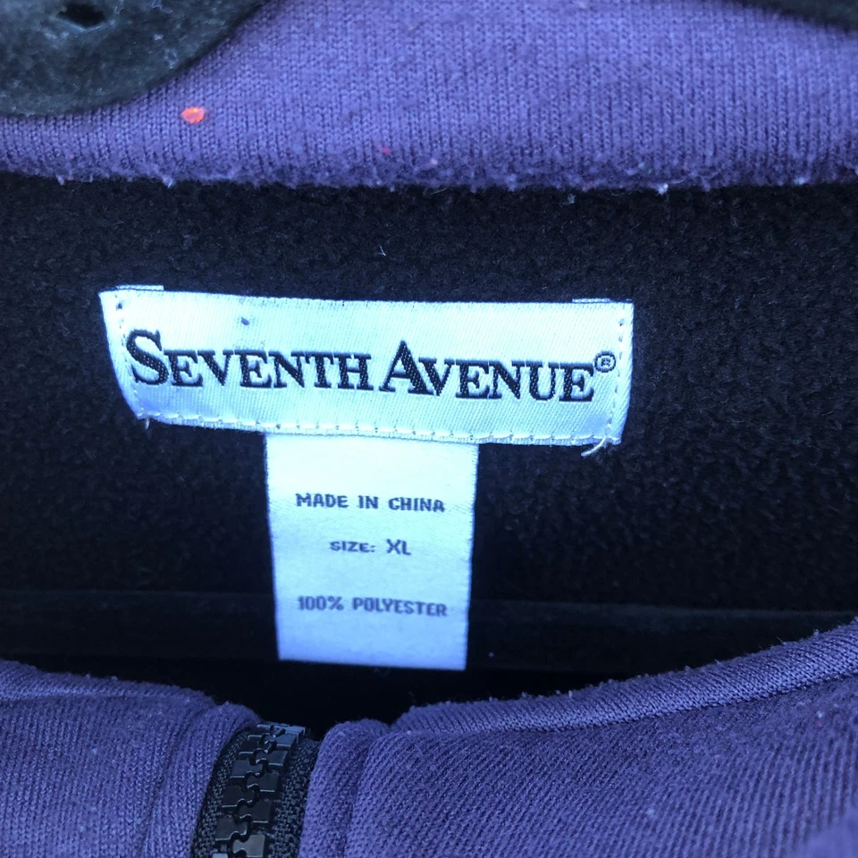 Chaqueta Seventh Avenue para mujer XL dos tonos púrpura negro cremallera completa cuello falso abrigo Foto 4 de 4