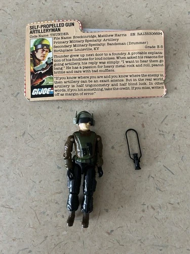 Vintage GI Joe Artilleryman "Thunder" includes file card. Pre Owned