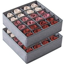 2 Pack Socks Underwear Drawer Organizer Divider or 16 Cell 24 Cell Gray