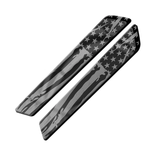 BLACK GREY USA FLAG DISTRESS Saddlebag Latch Inserts for Harley Touring 2014 up