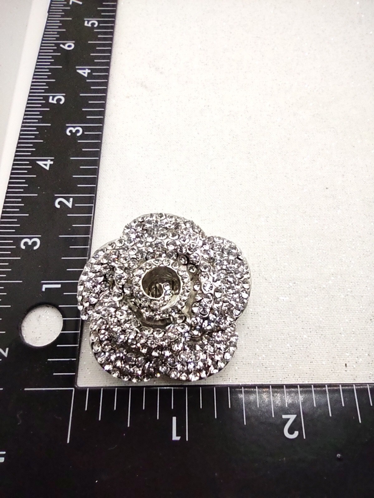 Pave Rhinestone Flower Statement Ring sz 8.75 Adj… - image 7