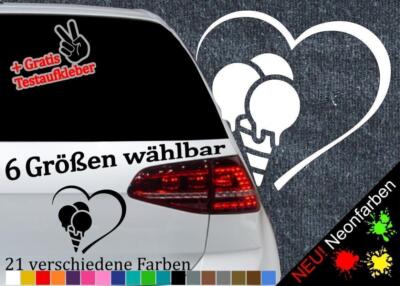 Eistüte Herz Aufkleber 6 Größen Gelato Vanille Icecream Waffel Schoko Milcheis