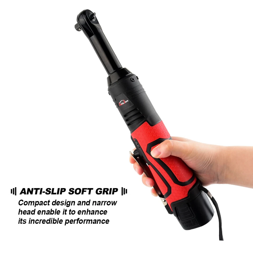 2 batteries 3/8" Long Neck Ratchet Wrench, 60Ft-lbs Extended Cordless Ratchet - Image 3 of 4